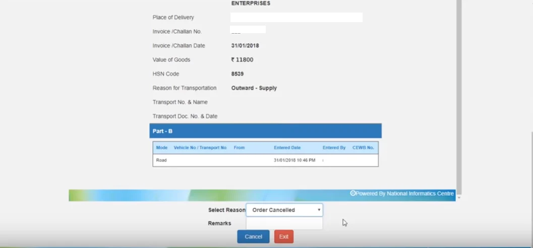 e-way bill cancel