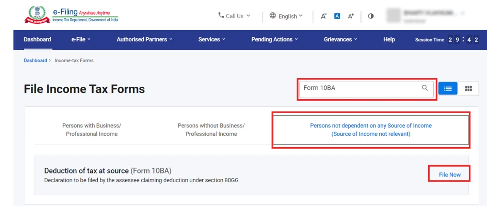 How to file Form 10BA