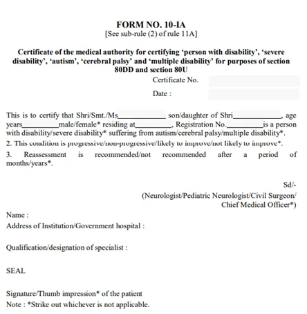 Form 10 –IA
