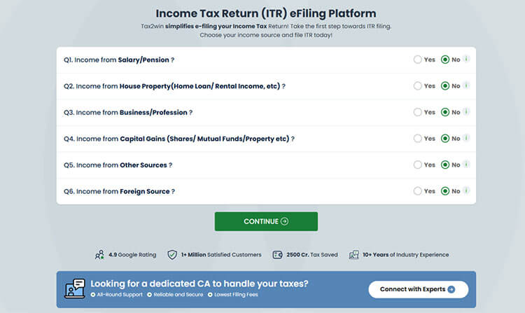 Tax2win’s DIY ITR filing