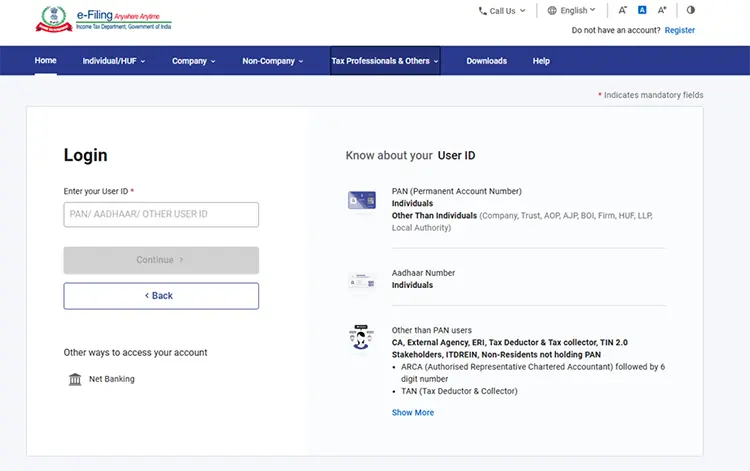 Income Tax e-Filing portal