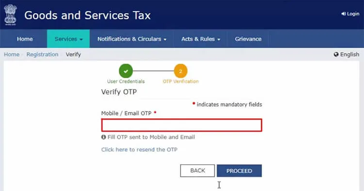 OTP will be sent to your registered mobile and email