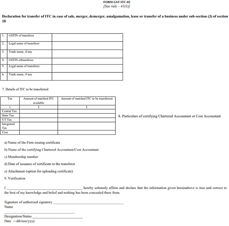 format of ITC-02 Form