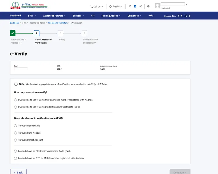 Choose OTP / Verification Method