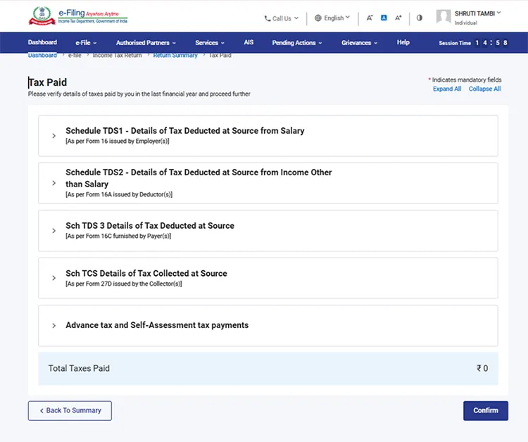 Submit Your Return page
