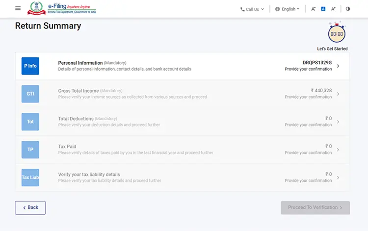 summary page