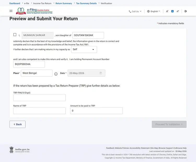 Verify all the details