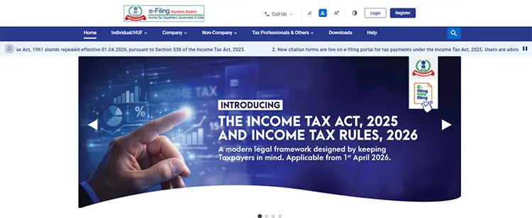 Visit income tax Portal