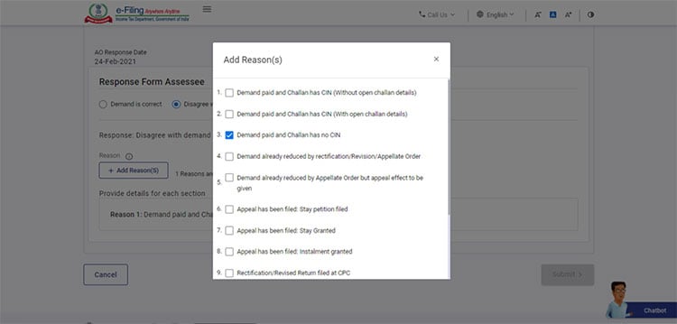 submit response