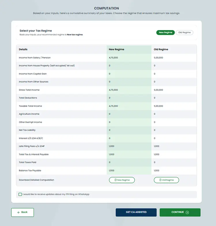 income tax computation
