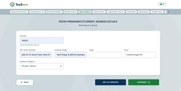 basic details for itr filing