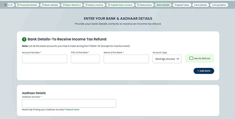 bank details
