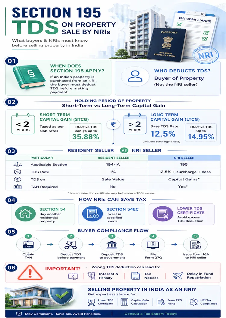 TDS on sale of property by NRI: Tax Rate, Exemption and tax saving