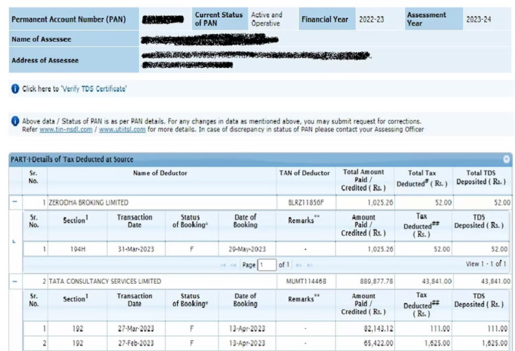 Details of Tax Deducted at Source